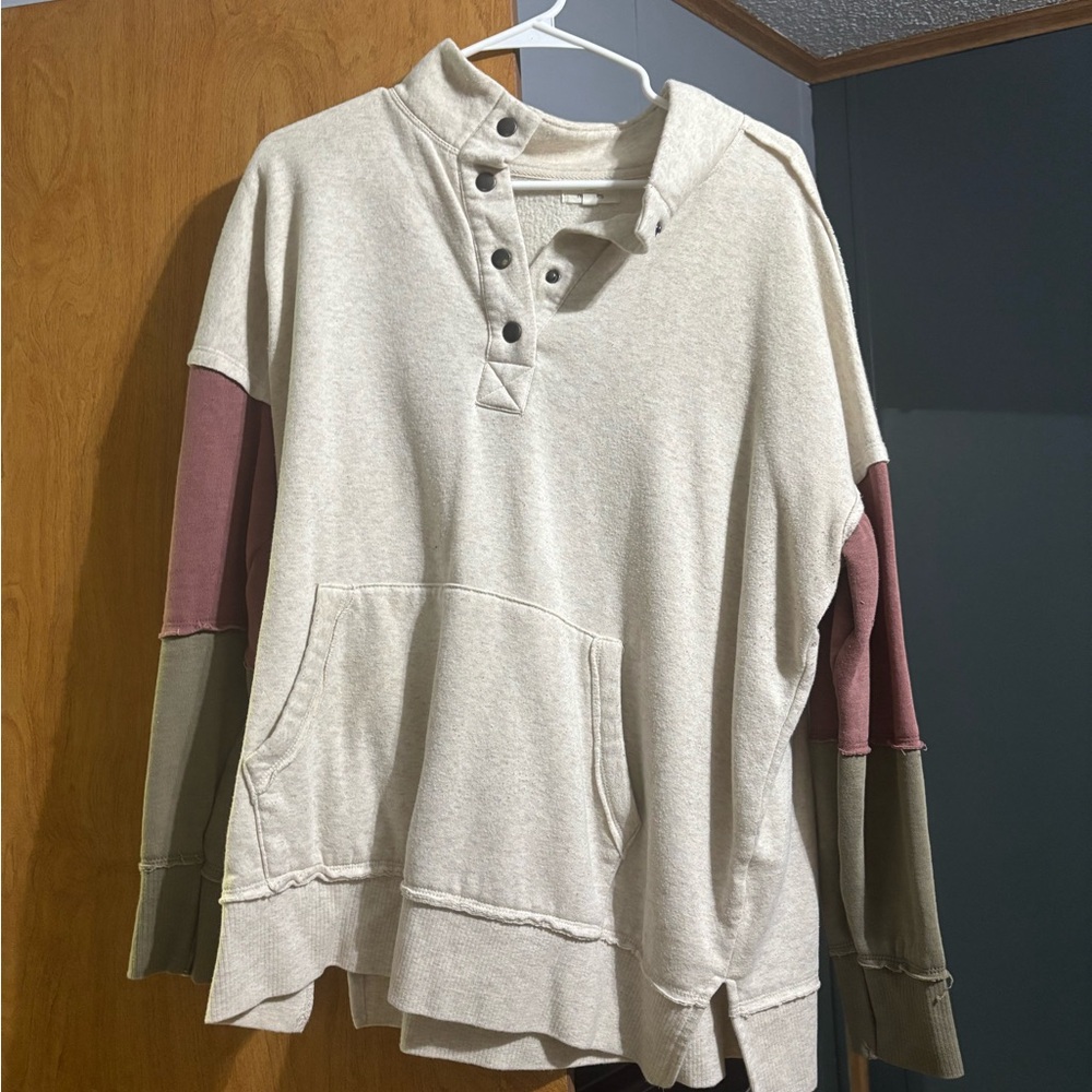 Maurices Cream, Olive, and Burgundy Women's Sweater